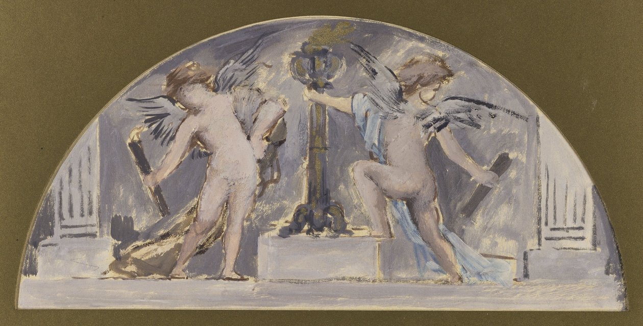 Skizze für den Speisesaal des Hôtel de Ville de Paris, zwei Liebende entzünden eine Fackel von Francois Lafon
