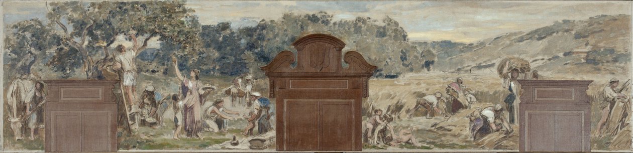 Skizze für das Dorfhaus von Pantin: Die Ernte. Die Ernte, 1886 von Francois Lafon