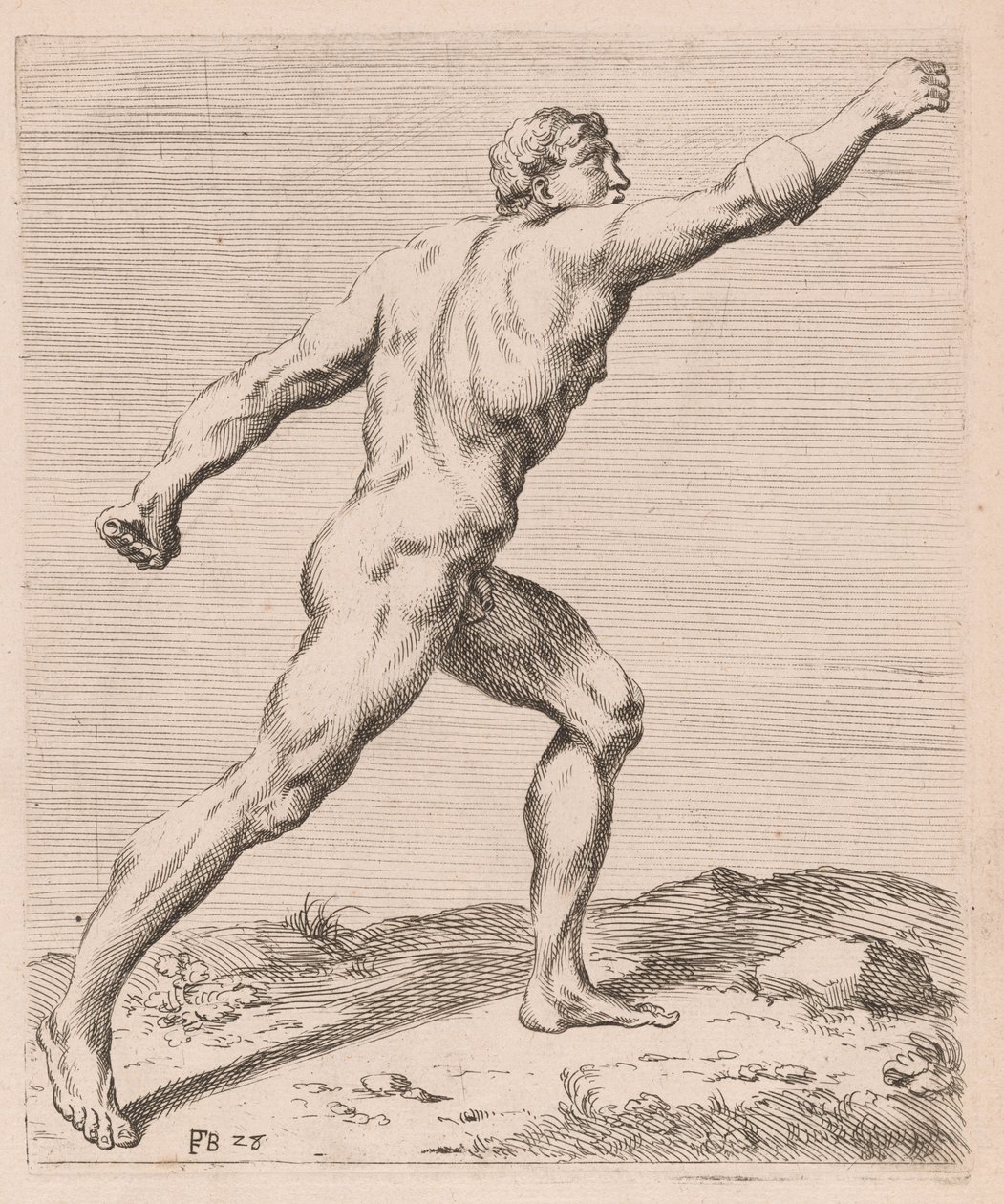 Der Borghese-Gladiator, Seitenansicht, nach rechts gedreht (Tafel 28) von Francois Perrier