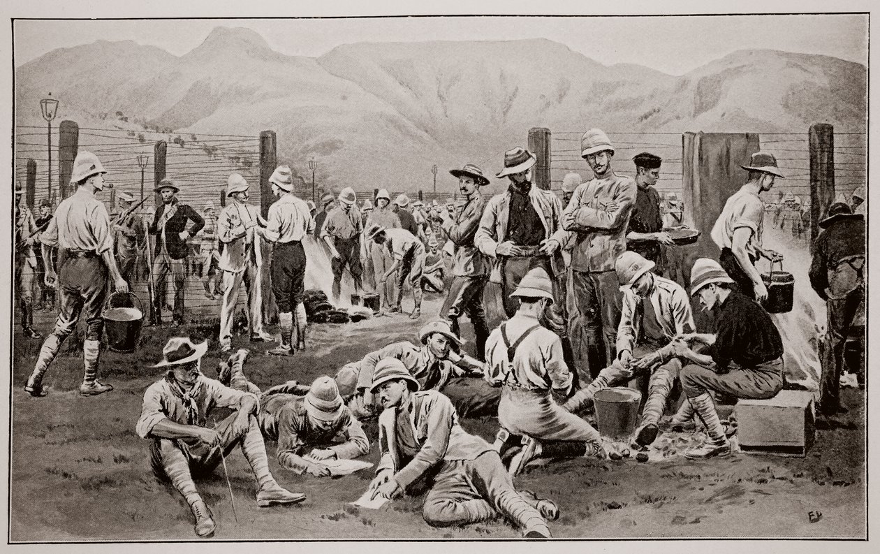 Britische Gefangene warten auf ihre Freilassung: Das Lager in Nooitgedacht von Frank Dadd