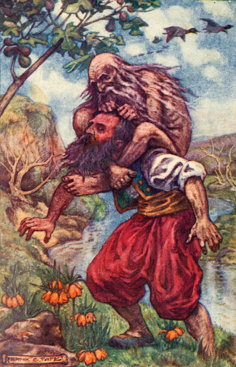Der alte Mann warf geschickt seine Beine über meinen Hals und drückte gleichzeitig meinen Hals, um 1930 von Frank C. Pape