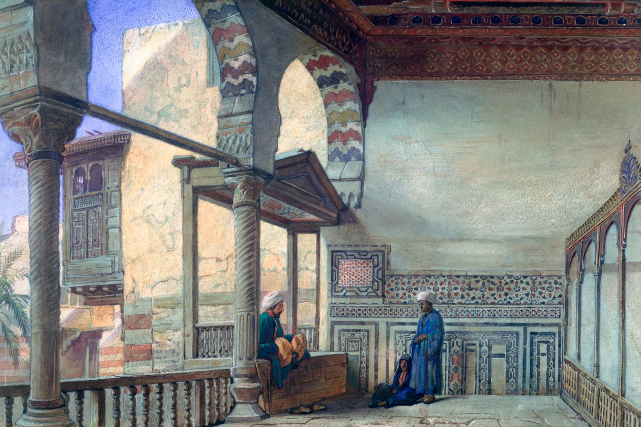 Loggia, Sommerempfang, Haus von Memlook Radnau Bey, Kairo von Frank Dillon