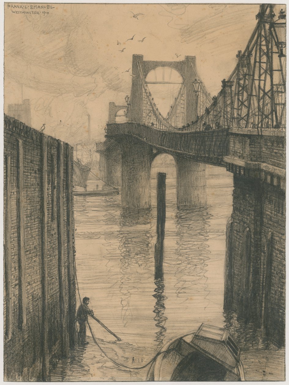Chelsea-Hängebrücke (Gravur) von Frank Lewis Emanuel