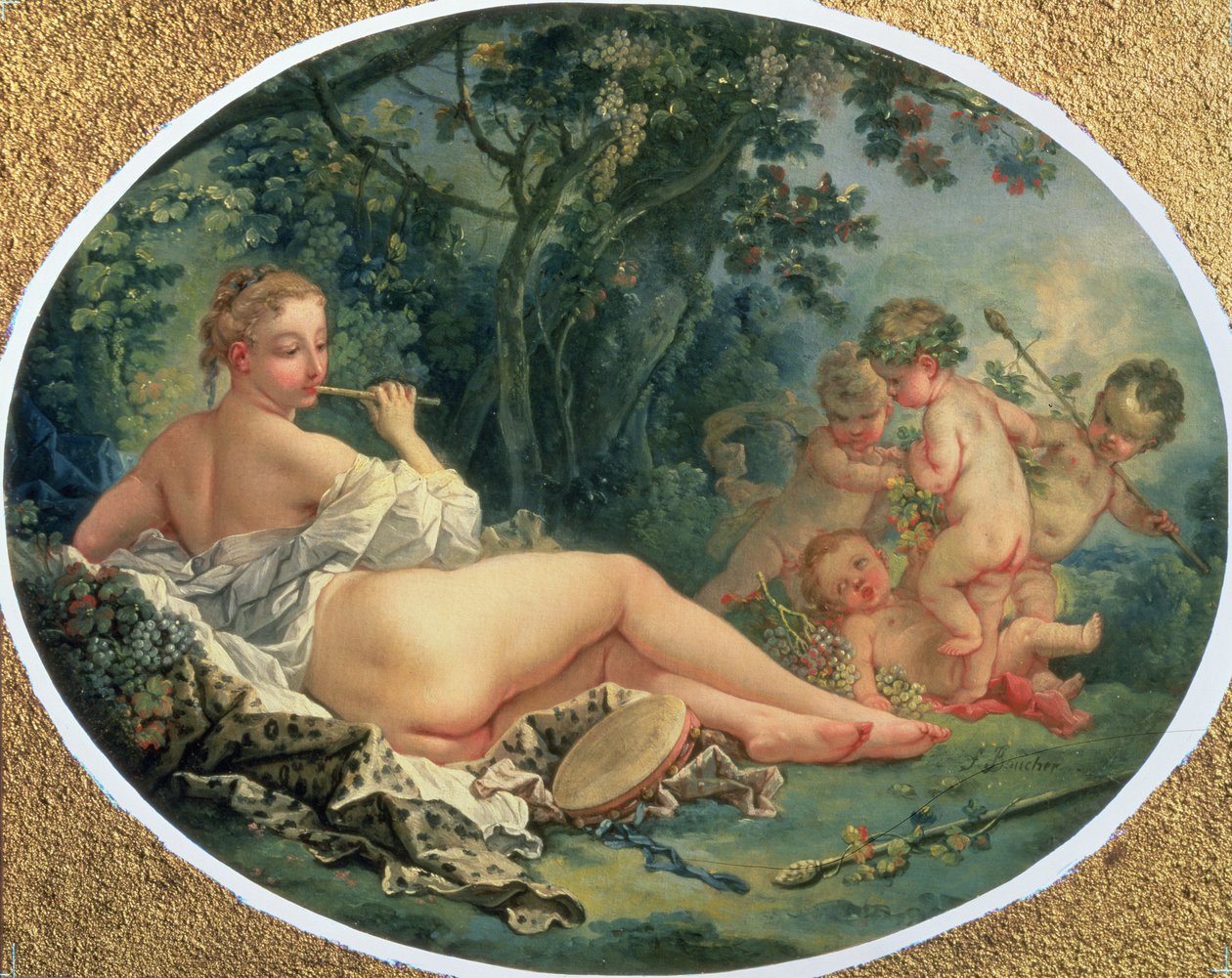 Mänade spielt die Flöte, 1735-38 von François Boucher