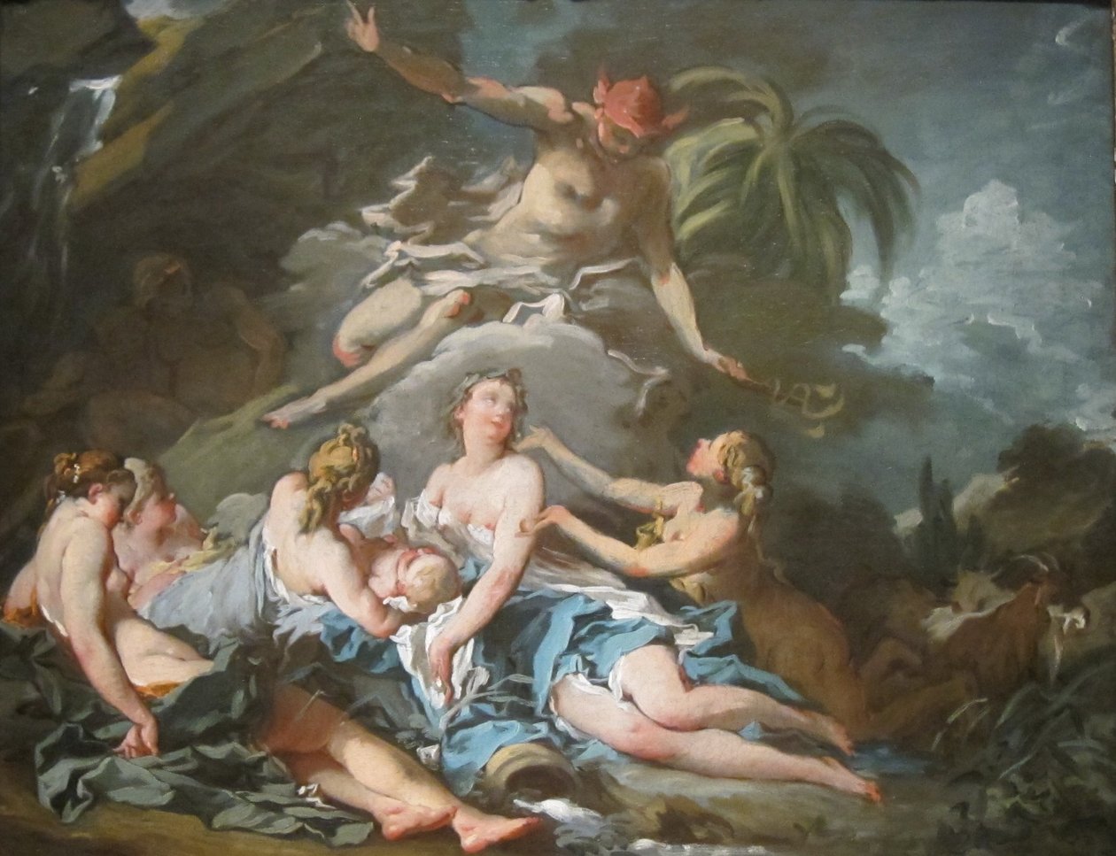 Merkur übergibt den Säugling Bacchus den Nymphen von Nysa von François Boucher