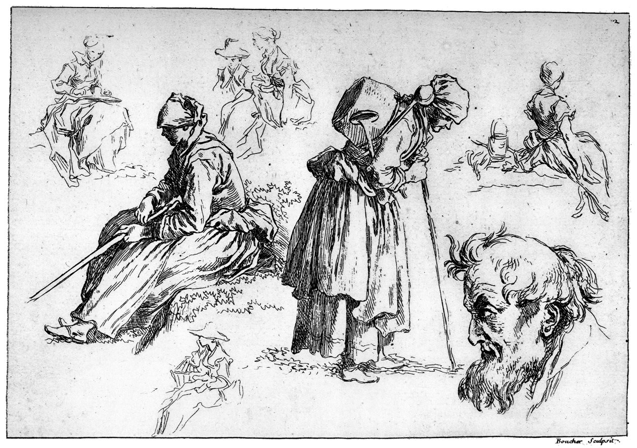 Diverse Figuren, um 1720-1770, 1924 von François Boucher