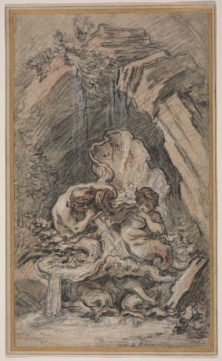 Brunnen mit zwei Tritonen, die Muscheln blasen, um 1736 von François Boucher