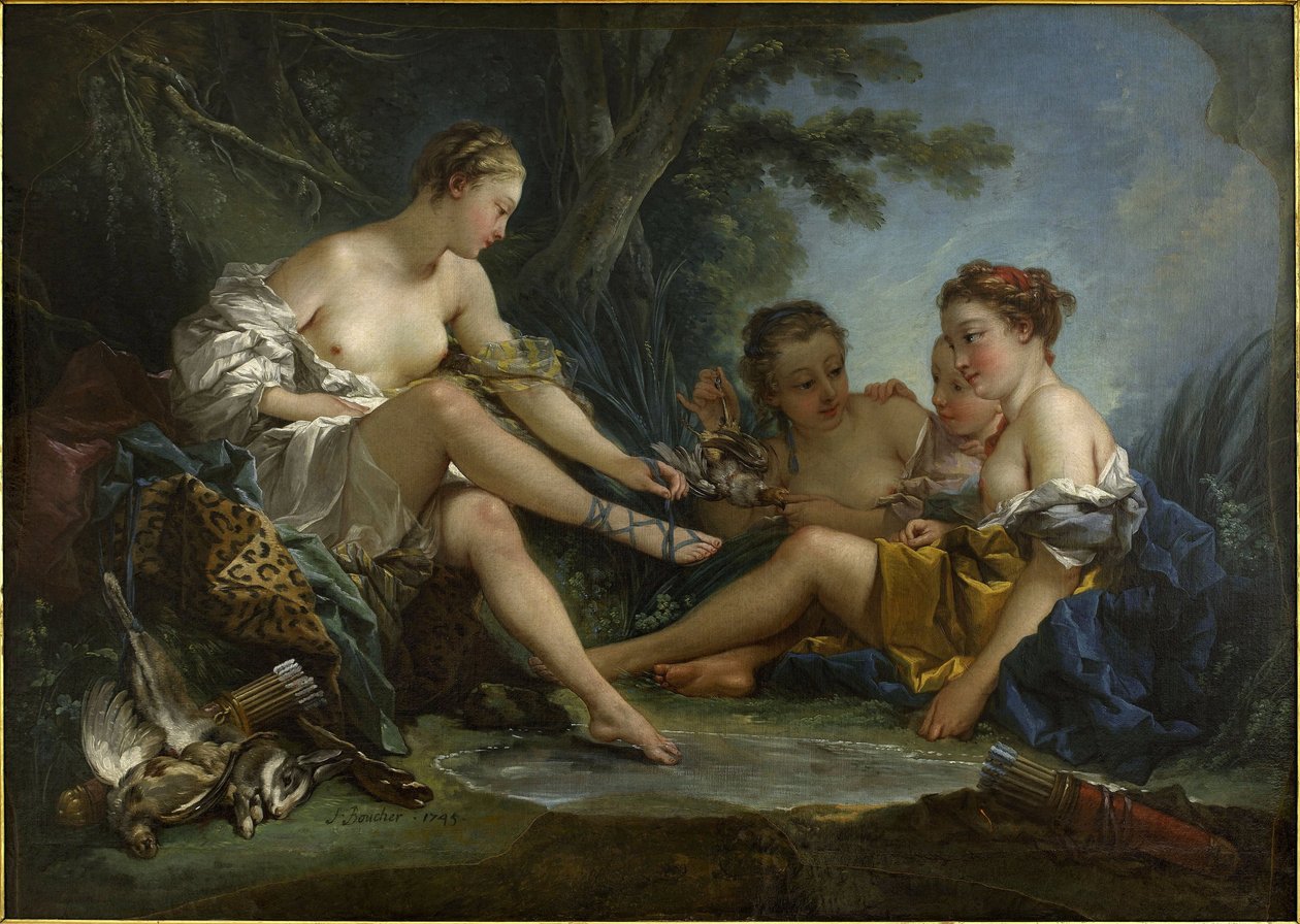 Die Ruhe der Nymphen nach der Jagd, auch bekannt als Die Rückkehr der Jagd von Diana von François Boucher