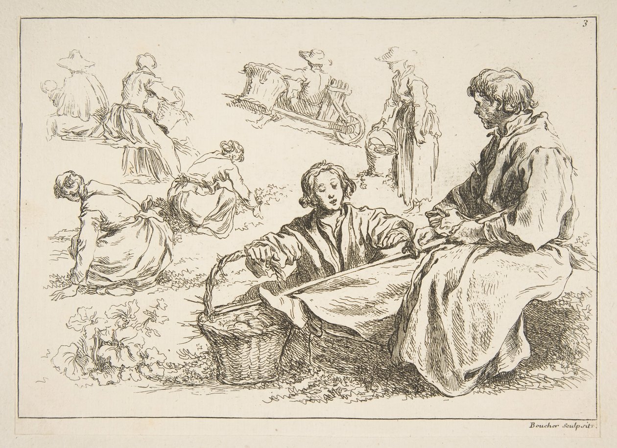 Blatt mit Skizzen von François Boucher