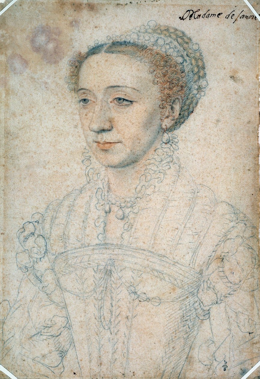 Porträt von Marguerite de France, Tochter von Francois I, Herzogin von Savoyen (1523 - 1574) von François Clouet