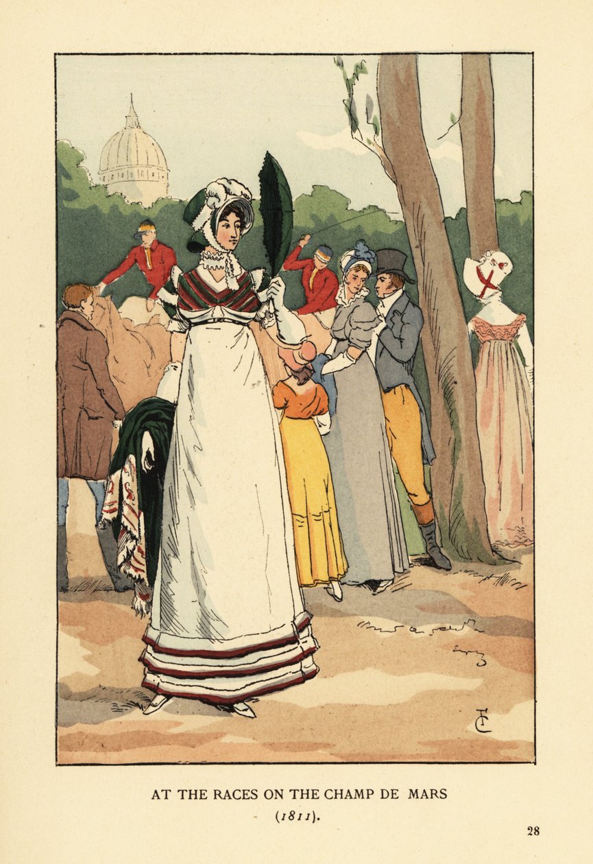 Modische Frau bei den Pferderennen auf dem Champ de Mars von François Courboin