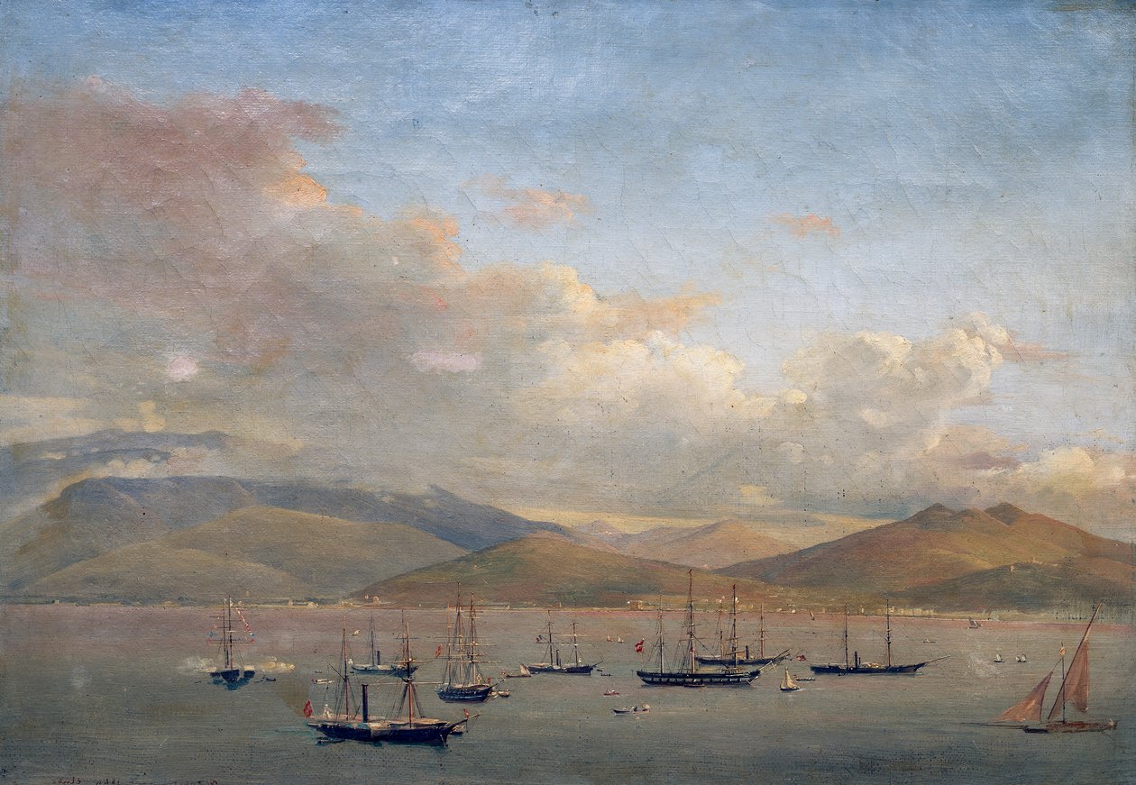 Neapolitanische, französische und spanische Flotten in der Bucht von Gaeta von François Vervloet