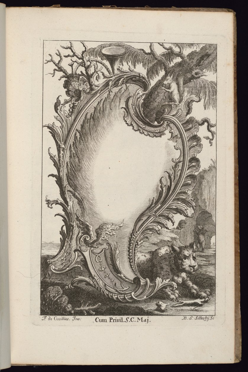 Kartusche mit Baum, Livre de Cartouches Irréguliers von François de Cuvilliés the Elder