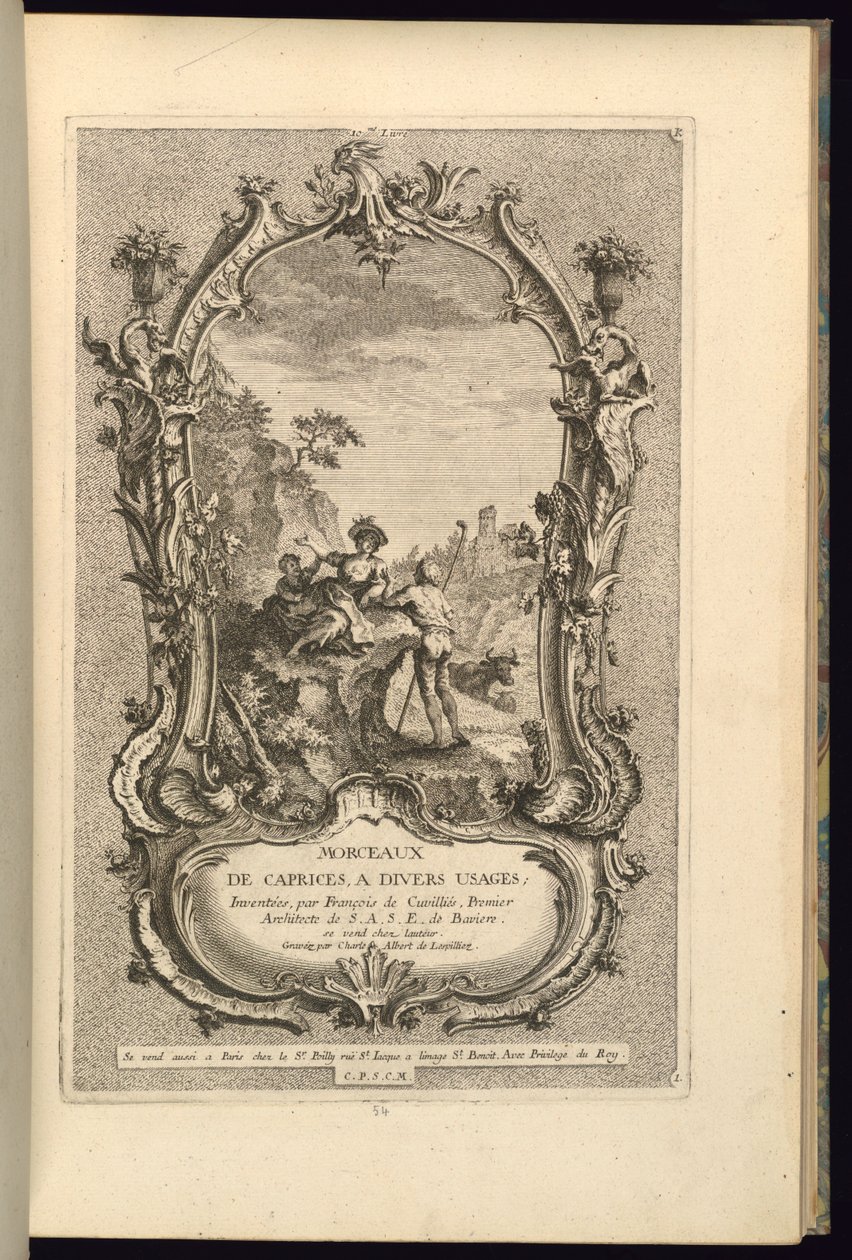 Entwurf für Kartusche mit großen und kleinen Fächern von François de Cuvilliés the Elder