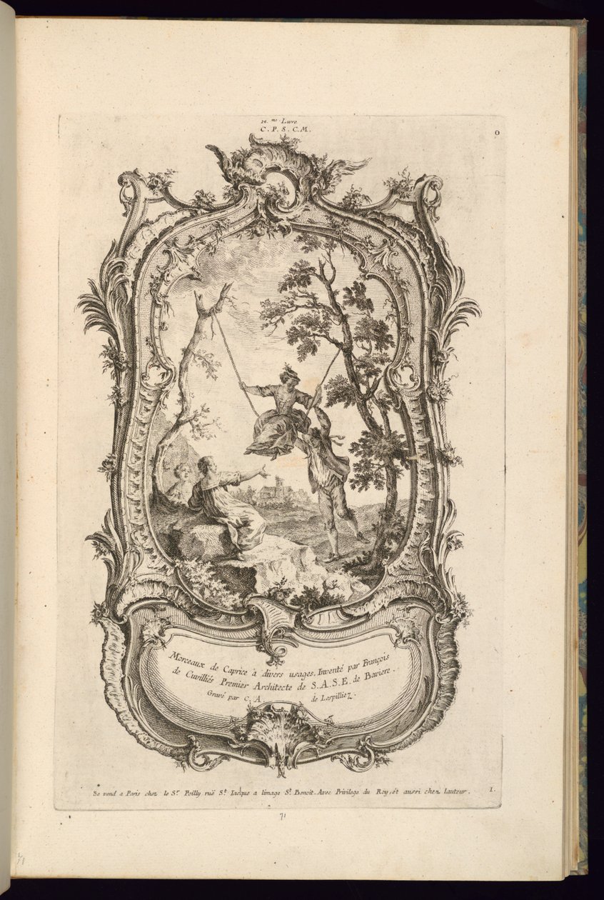 Entwurf für eine Kartusche mit großen und kleinen Fächern von François de Cuvilliés the Elder