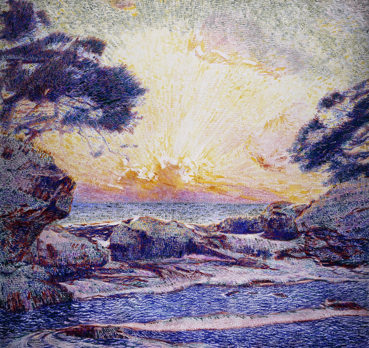 Küstenszene; Sonnenuntergang; Scène de Côte; Coucher de Soleil von Frans Gaillard