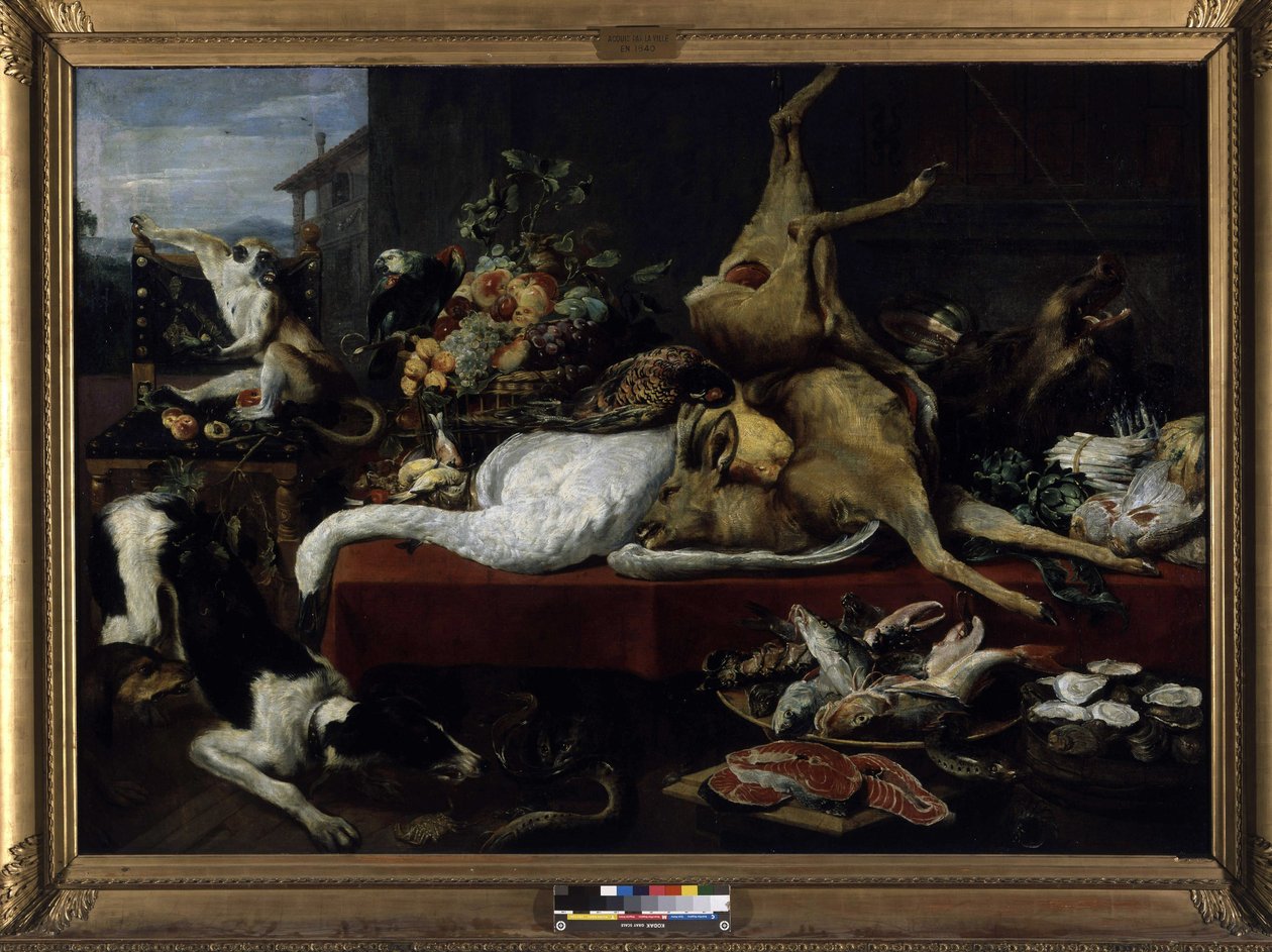 Stillleben mit Wild, Fisch, Obst und Gemüse von Frans Snyders