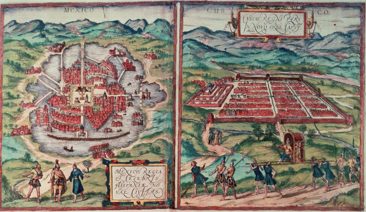 Pläne von Mexiko-Stadt, Mexiko und Cusco, Peru, aus Carl Nebels 