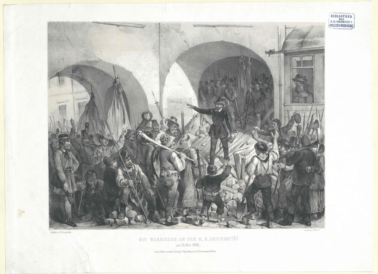 Die Barrikade an der k. k. Universität am 26. Mai 1848 von Franz Gerasch