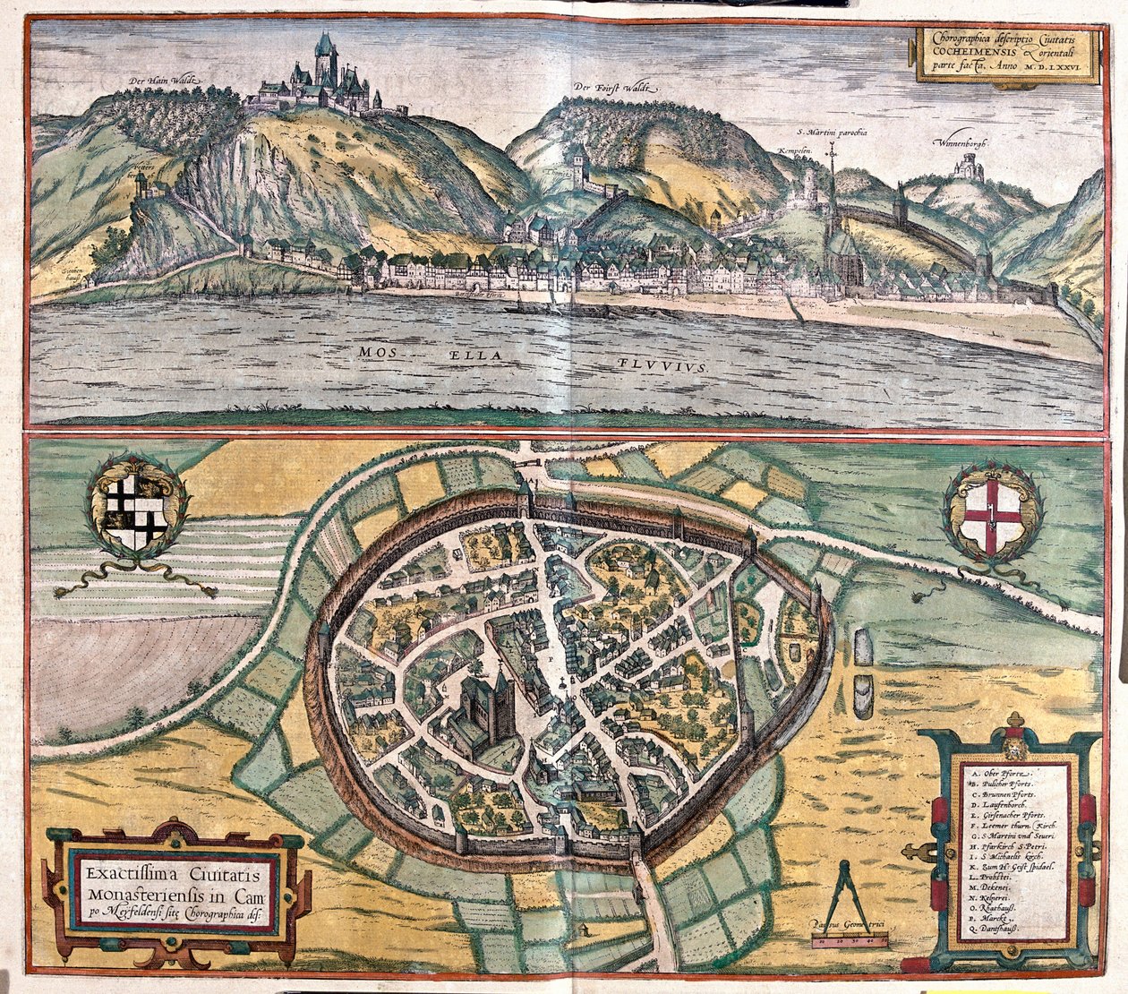 Genaue Darstellung der Stadt Münstermaifeld im Maifeld, Deutschland von Franz Hogenberg