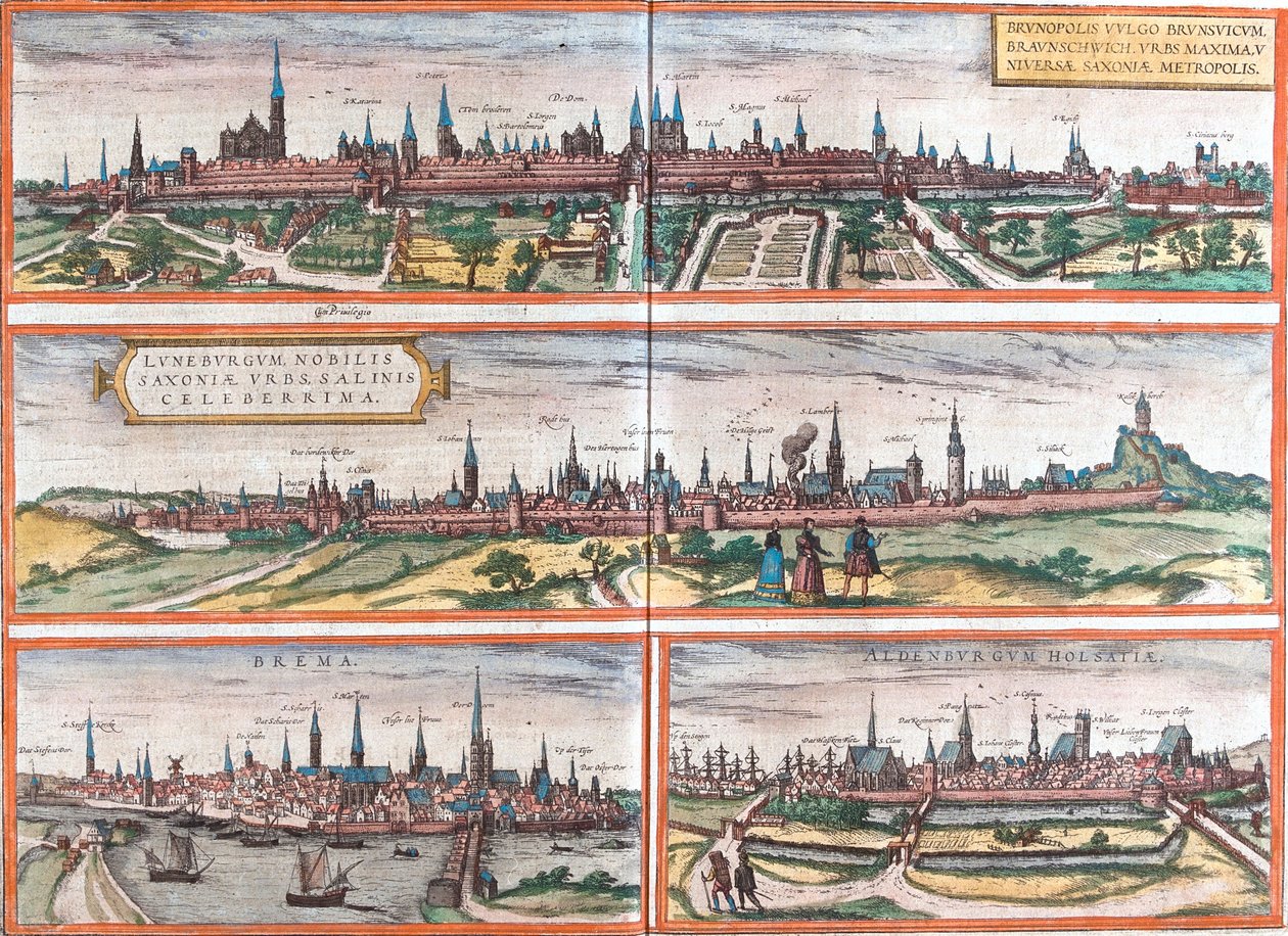 Ansichten von Braunschweig, Lüneburg, Bremen und Oldenburg, Deutschland von Franz Hogenberg