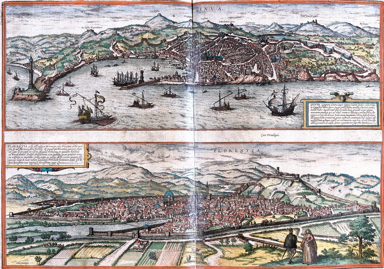 Ansichten von Genua und Florenz, Italien von Franz Hogenberg