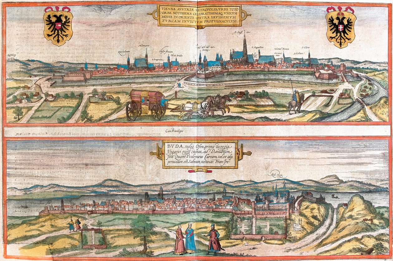 Ansichten von Wien, Österreich und Budapest, Ungarn von Franz Hogenberg