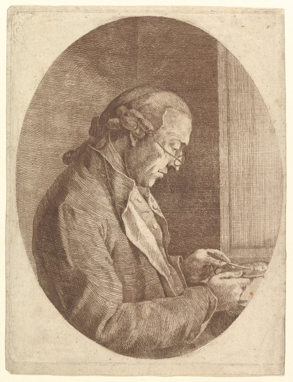 Porträt eines Künstlers, der ein Miniaturporträt skizziert von Franz Jakob Josef Ignatz von Predl