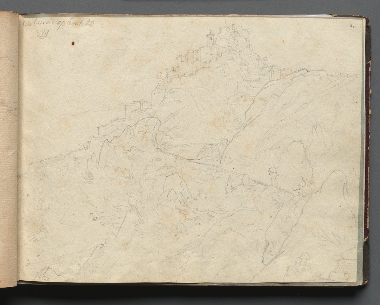 Album mit Ansichten von Rom und Umgebung, Landschaftsstudien, Seite 04a: "Cervera" von Franz Johann Heinrich Nadorp
