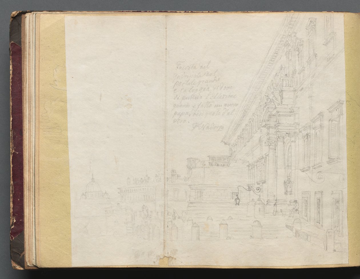 Album mit Ansichten von Rom und Umgebung, Landschaftsstudien, Seite 15b: Römische Architekturansicht von Franz Johann Heinrich Nadorp