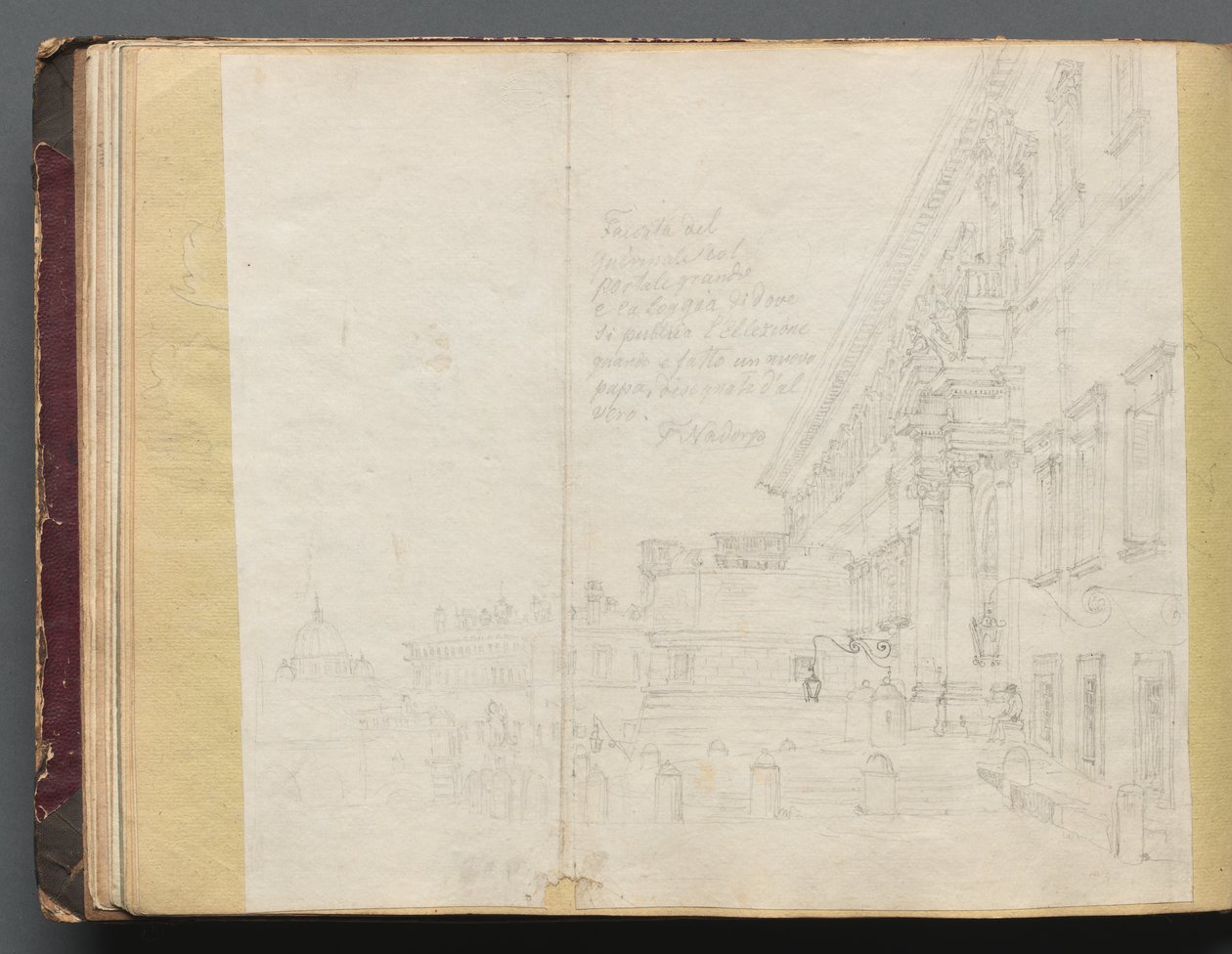 Album mit Ansichten von Rom und Umgebung, Landschaftsstudien, Seite 15b: Römische Architekturansicht von Franz Johann Heinrich Nadorp