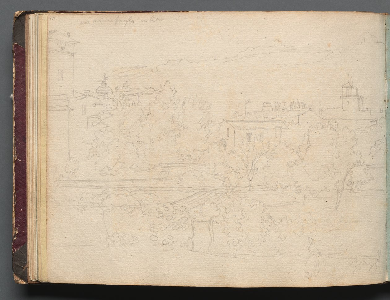 Album mit Ansichten von Rom und Umgebung, Landschaftsstudien, Seite 16b: Römische Ansicht von Franz Johann Heinrich Nadorp