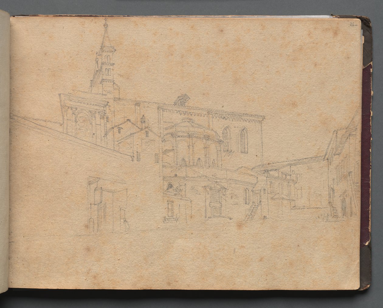Album mit Ansichten von Rom und Umgebung, Landschaftsstudien, Seite 26a: Römische Architekturansicht von Franz Johann Heinrich Nadorp