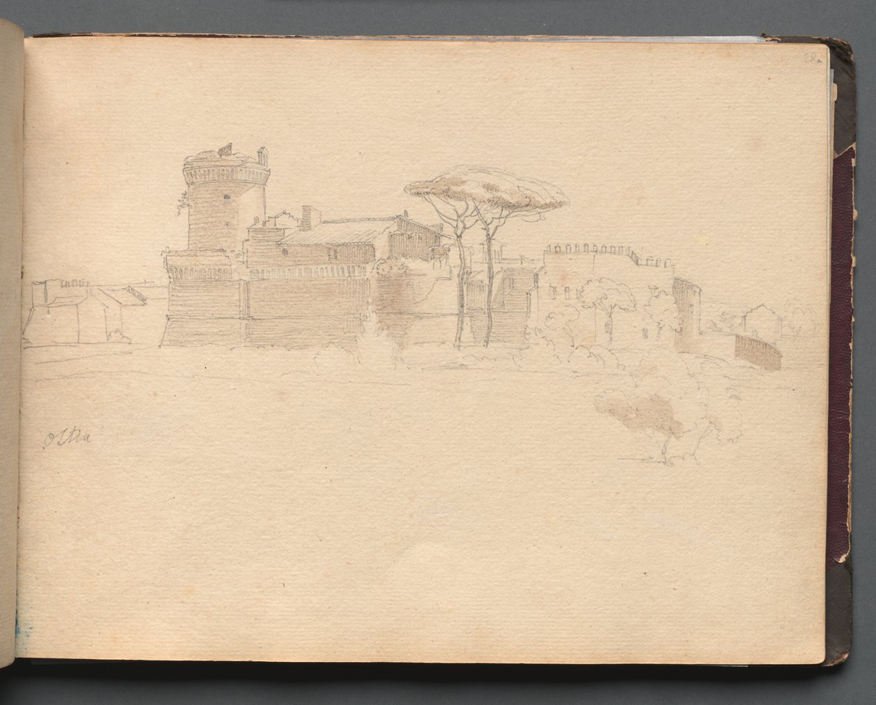 Album mit Ansichten von Rom und Umgebung, Landschaftsstudien, Seite 28a: Ostia von Franz Johann Heinrich Nadorp