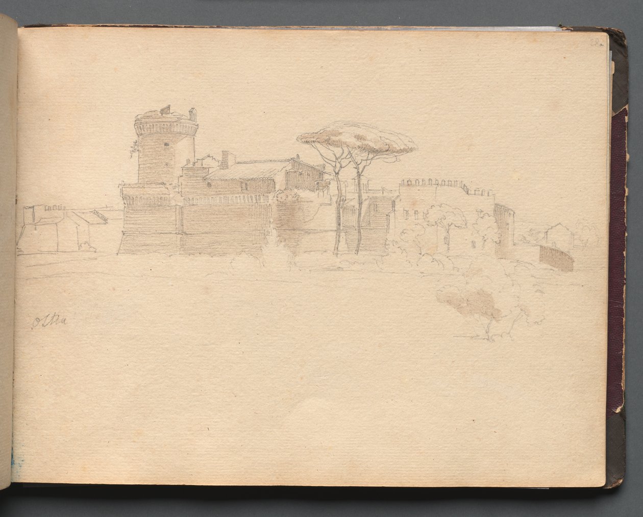 Album mit Ansichten von Rom und Umgebung, Landschaftsstudien, Seite 28a: Ostia von Franz Johann Heinrich Nadorp
