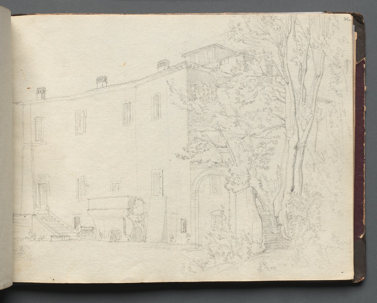 Album mit Ansichten von Rom und Umgebung, Landschaftsstudien, Seite 31a: Römische Architekturstudie von Franz Johann Heinrich Nadorp