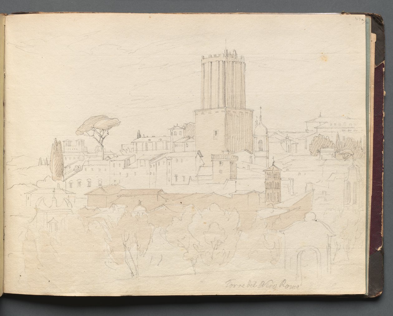 Album mit Ansichten von Rom und Umgebung, Landschaftsstudien, Seite 47a: Torre del Nero, Rom von Franz Johann Heinrich Nadorp