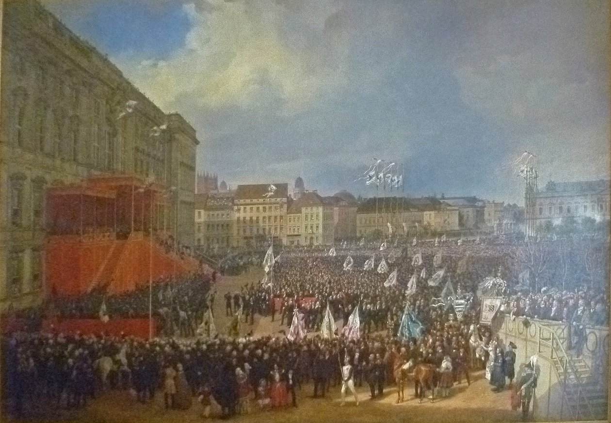 Hommage an Friedrich Wilhelm IV vor dem Berliner Stadtschloss von Franz Krüger