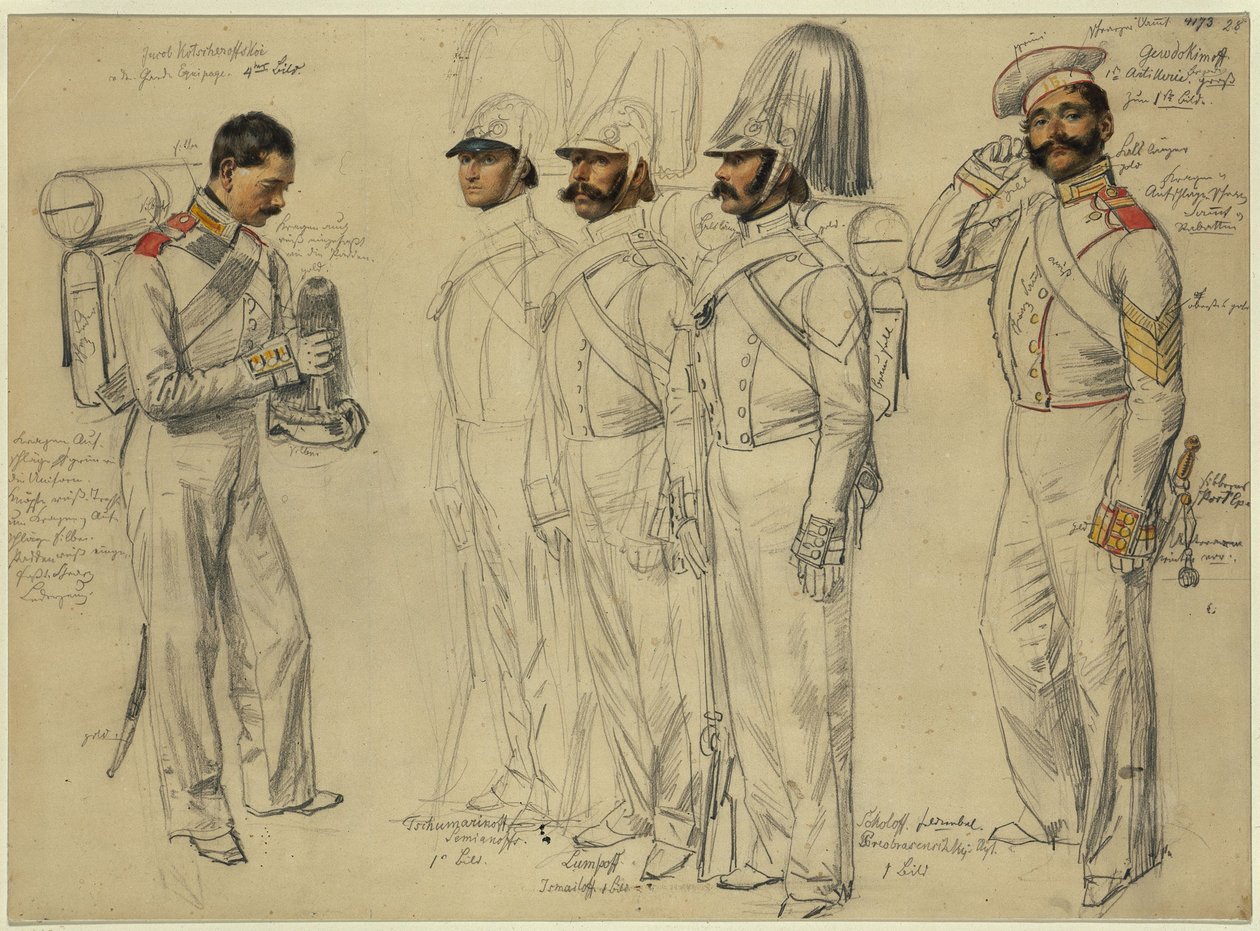 Jacob Kotscheroffskoy, Tschumarinoff Semianoffs, Lumpoff Ismailoff, Sokoloff Feldwebel Gewdokimoff von Franz Krüger