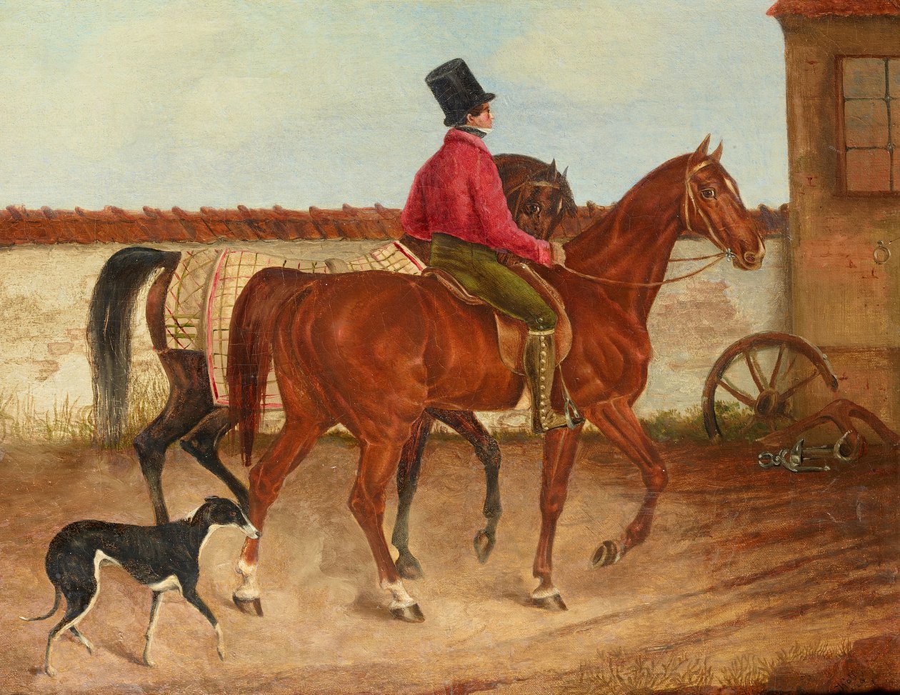 Pferdeführender Reiter und Hund (nach Franz Krüger) von Franz Krüger