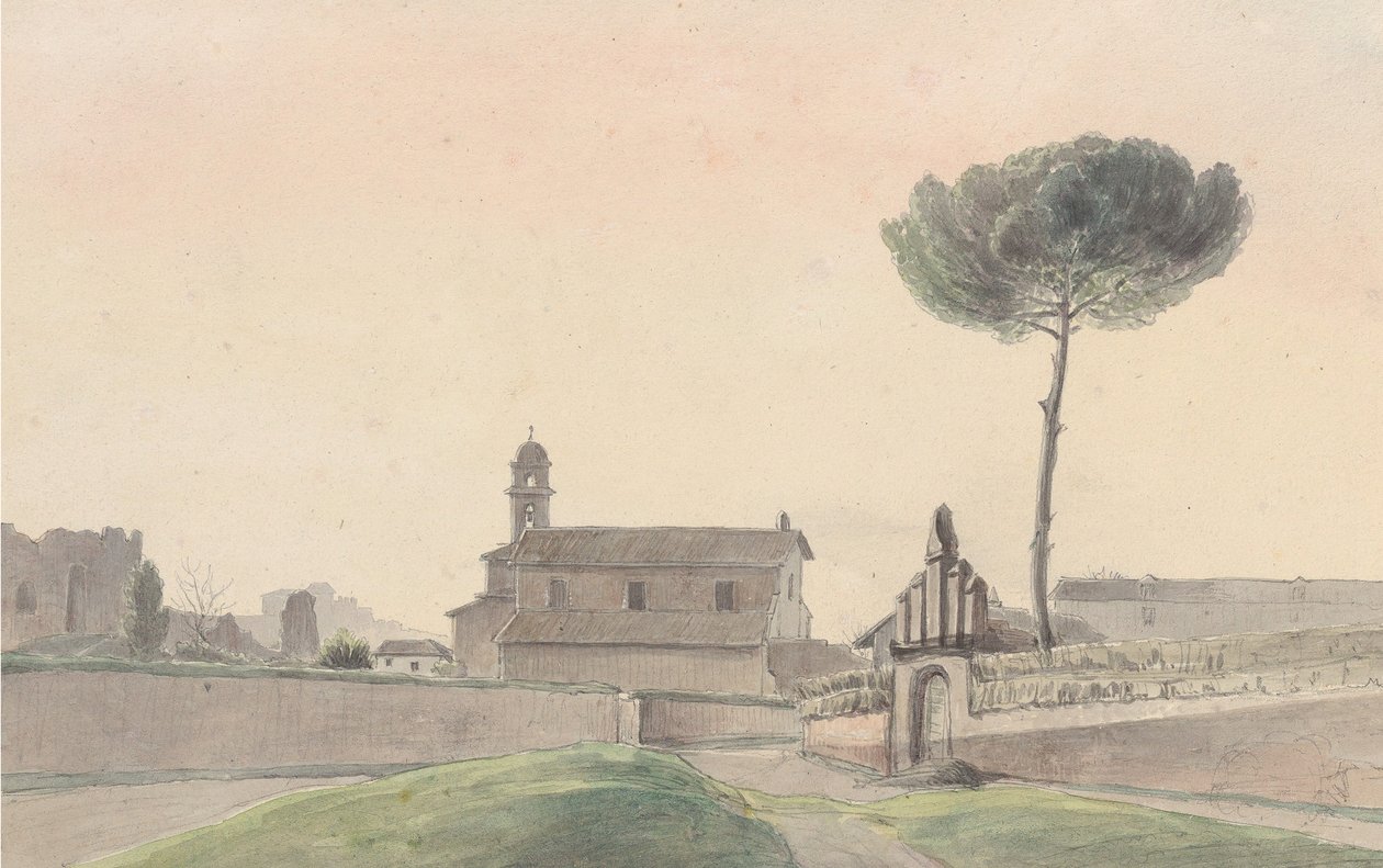 Ansicht der Kirche San Pancrazio, Rom, von Süden von Franz Ludwig Catel