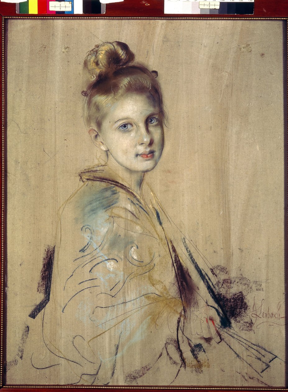 Mädchen mit einem Fächer von Franz Seraph von Lenbach