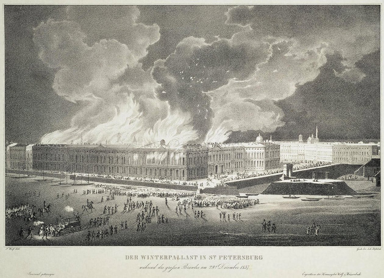 Brand im Winterpalast am 29. Dezember 1837, ca. 1838 von Franz Wolf
