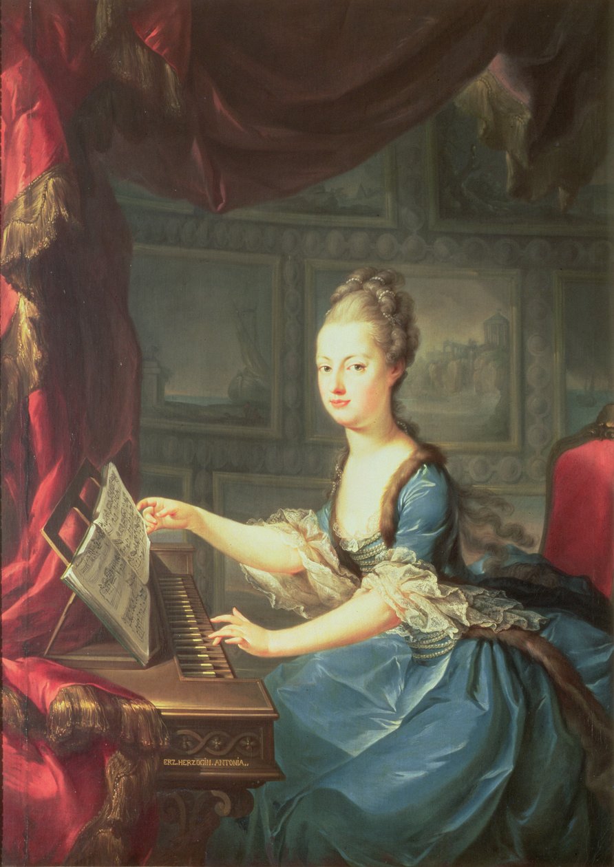 Erzherzogin Marie Antoinette Habsburg-Lothringen (1755-93) am Spinett, fünfzehntes Kind von Kaiserin Maria Theresia von Österreich (1717-80) und Kaiser Franz I (1708-65), Ehefrau von Ludwig XVI von Frankreich von Franz Xaver Wagenschon