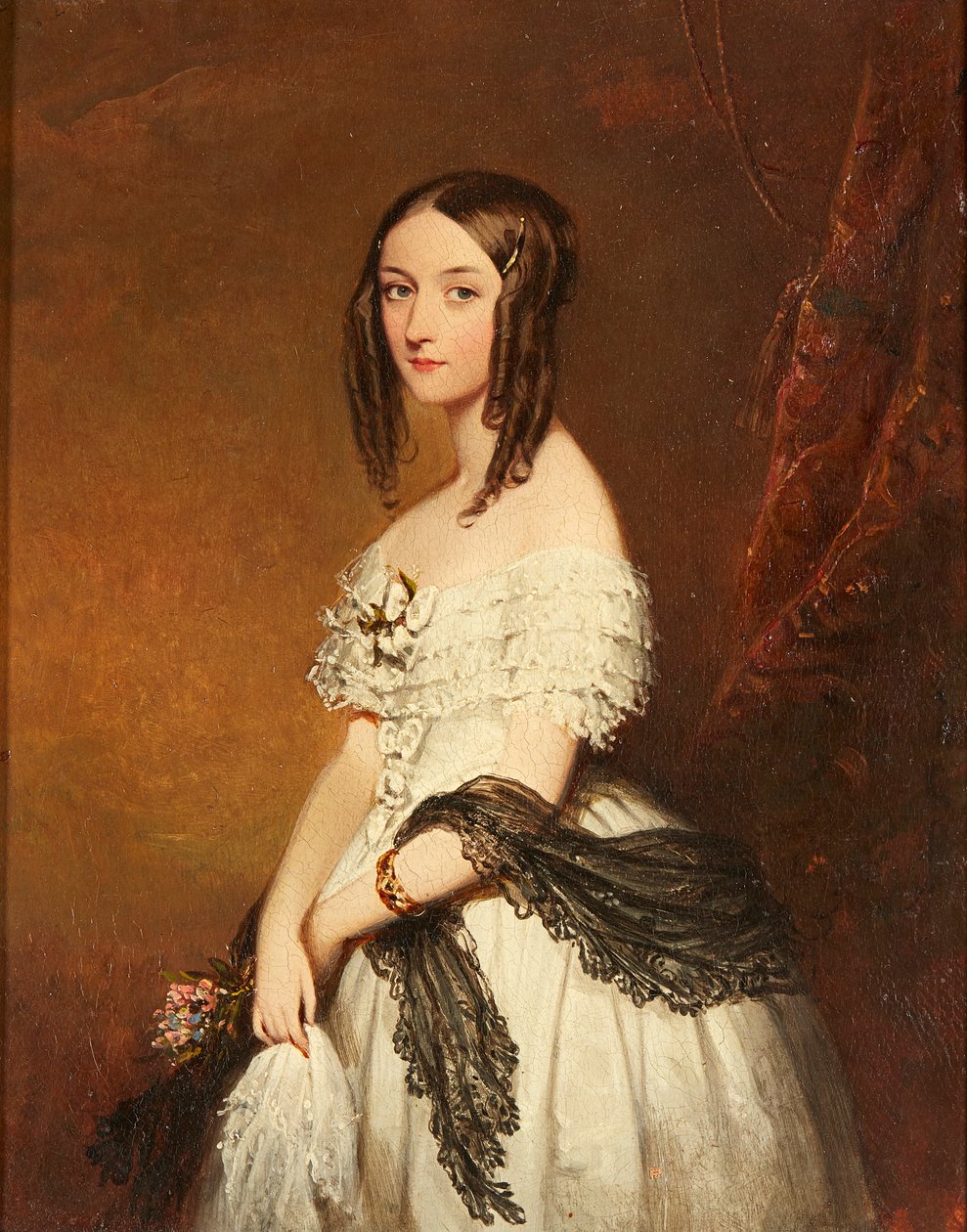 Ein Stillleben mit verschiedenen Blumen in einer Vase und gemischten Früchten auf einem Sims von Franz Xavier (manner of) Petter