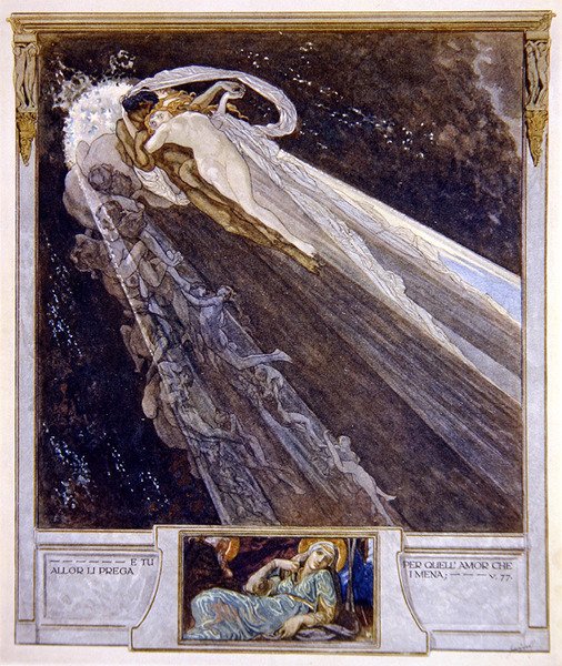 Illustration aus Dantes Göttlicher Komödie, Inferno, Gesang V. 77, 1921 von Franz von Bayros