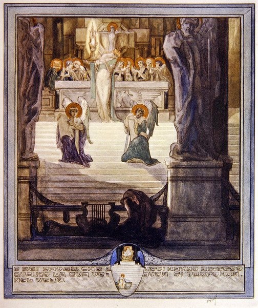 Illustration aus Dantes Göttlicher Komödie, Paradies, Gesang XXVIII, 1921 von Franz von Bayros