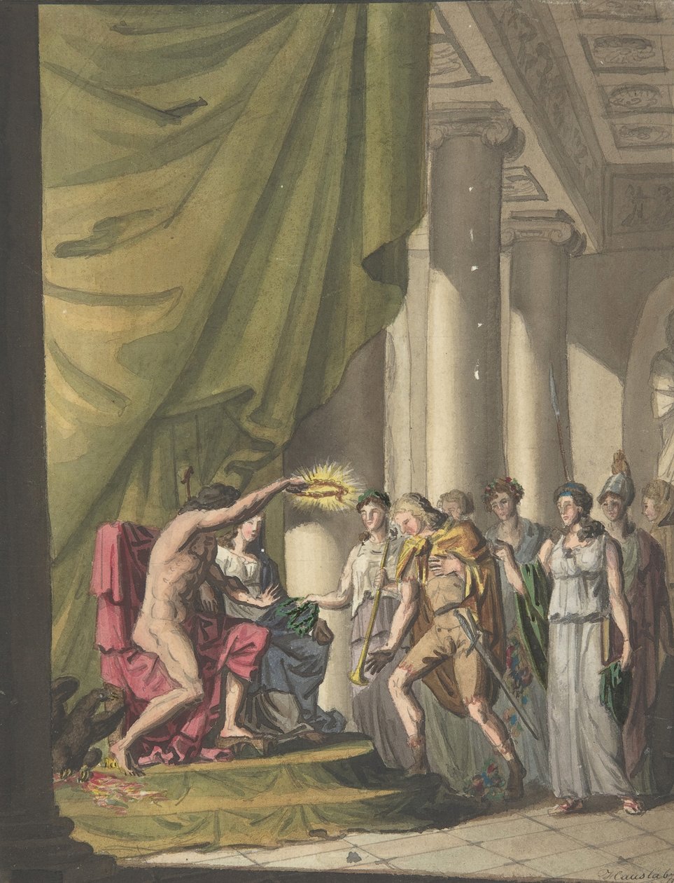 Allegorie des Sieges: Soldat wird mit Lorbeeren gekrönt von Franz von Hauslab