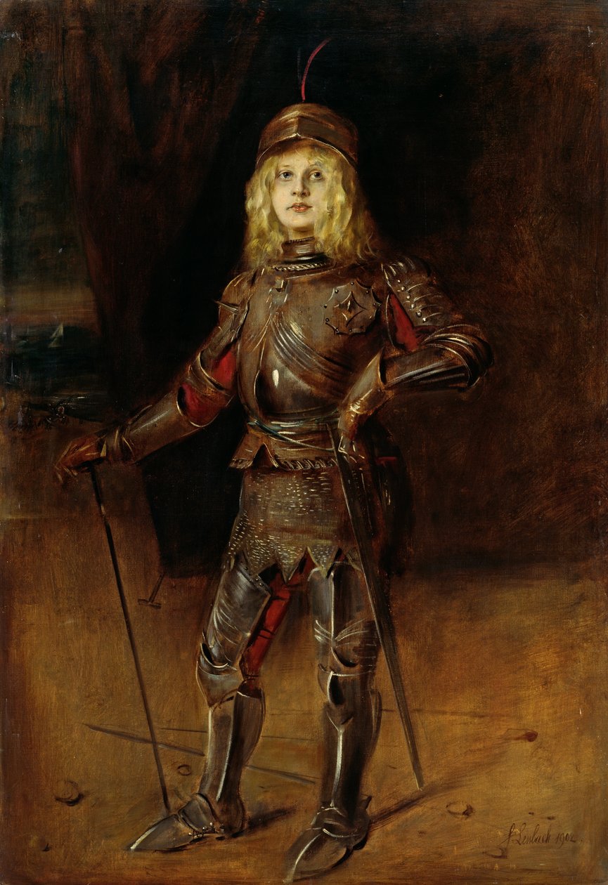 Marion Lenbach in Ritterrüstung von Franz von Lenbach