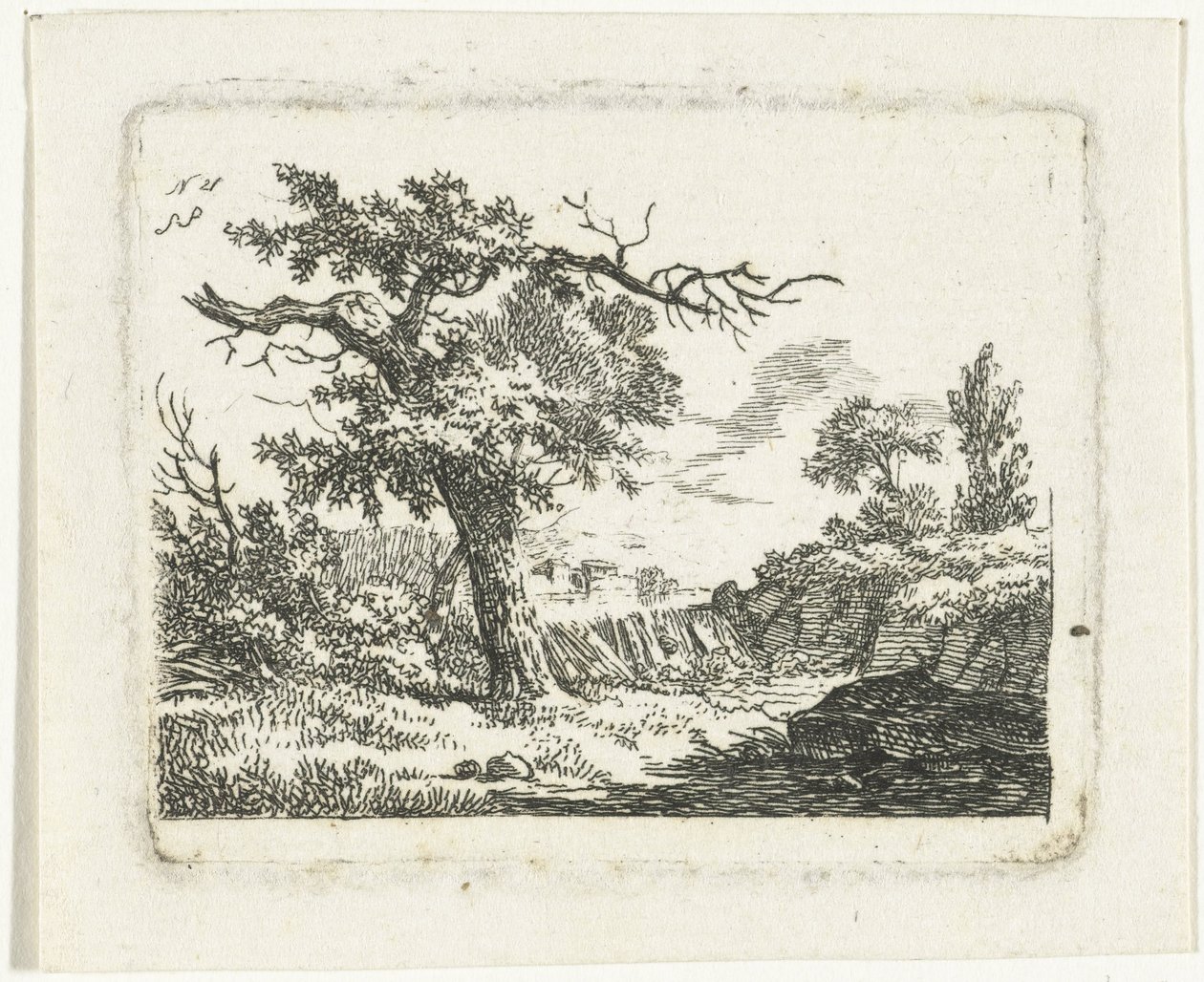 Landschaft mit Baum mit zwei toten Ästen von Frédéric Théodore Faber